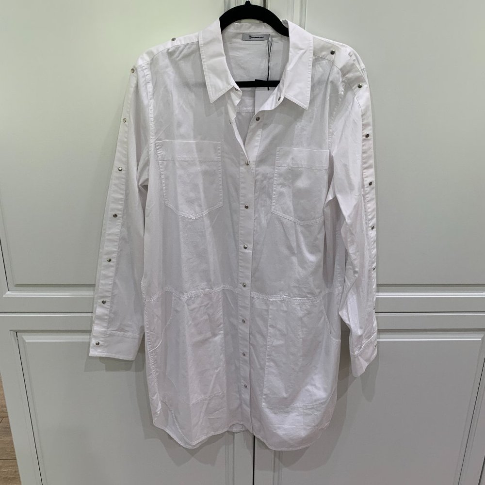 T by Alexander Wang White Cotton Shirt Dress Sz 10